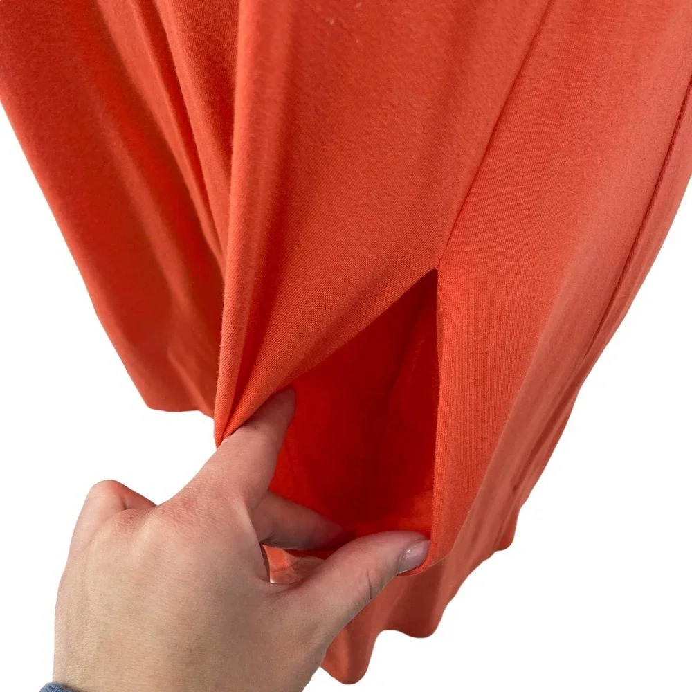 Eileen Fisher Orange Coral Short Sleeve Hi-Lo Swing Tunic Top Size Medium - Picture 6 of 10